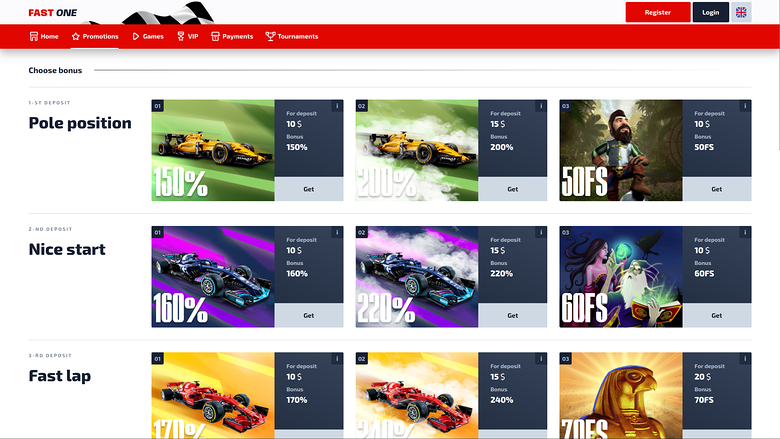 F1 Casino Desktop Promotions