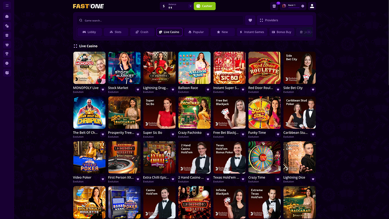 F1 Casino Desktop Live Dealer