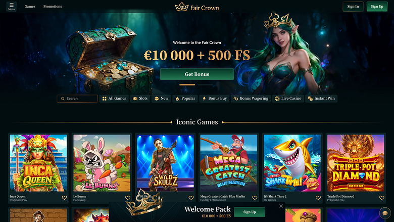 FairCrown Casino Homepage