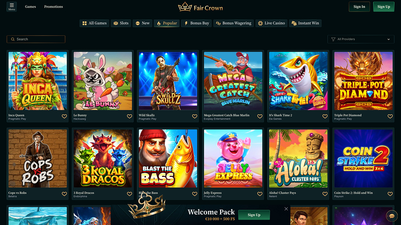 FairCrown Casino Games