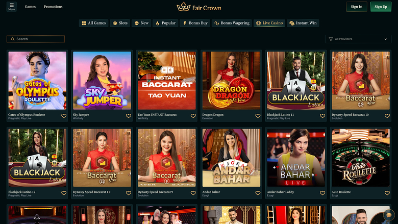 FairCrown Casino Live Dealer