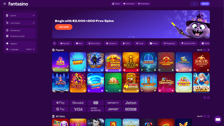 Fantasino Casino Desktop Homepage