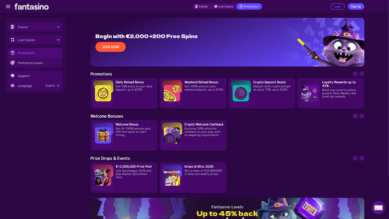 Fantasino Casino Desktop Promotions