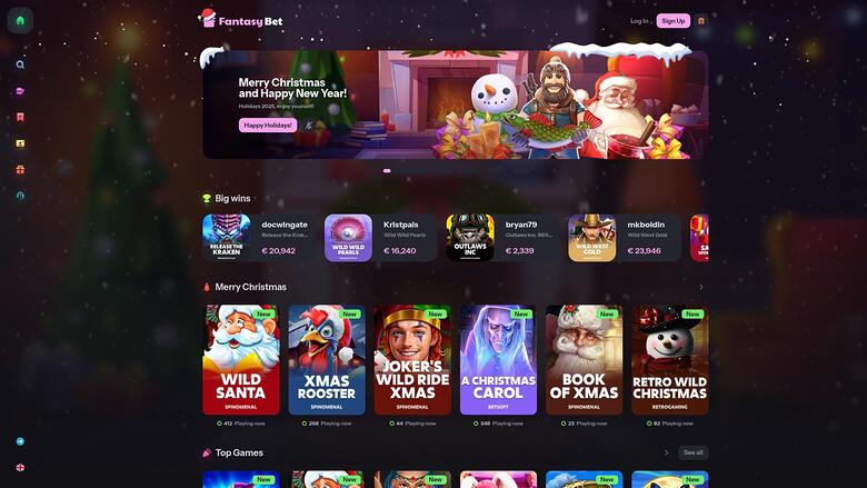 FantasyBet Casino Homepage Desktop