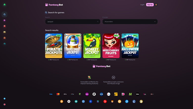FantasyBet Casino Jackpot Desktop