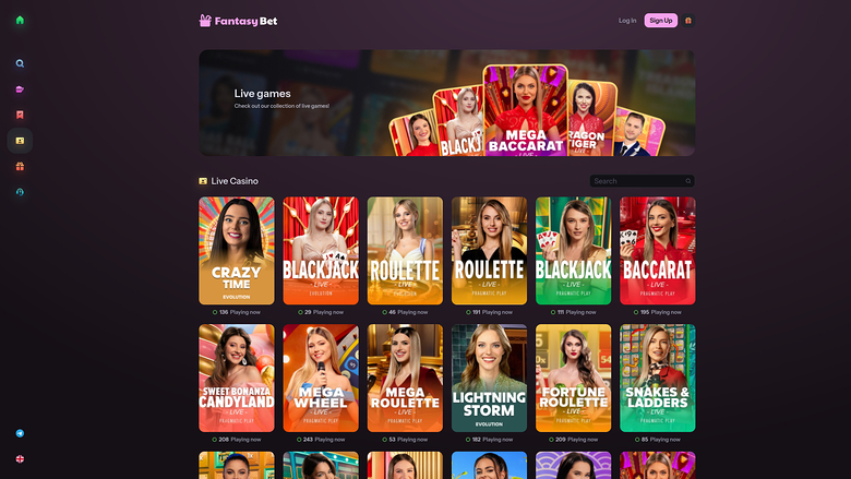 FantasyBet Casino Live Dealer Desktop