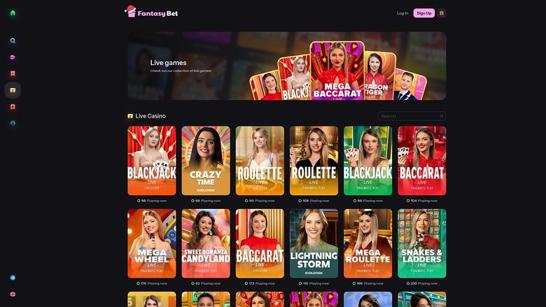FantasyBet Casino Live Dealer Desktop
