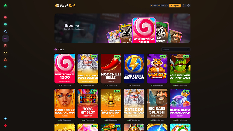 FastBet Casino games desktop