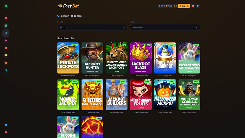 FastBet Casino jackpot desktop