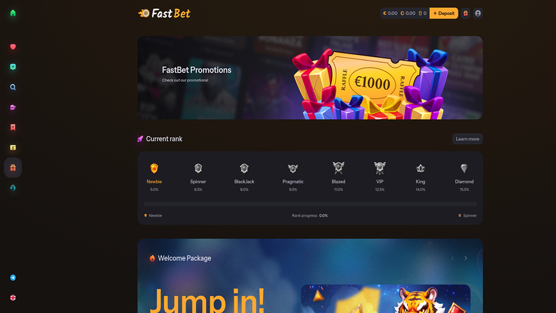 FastBet Casino promotions page desktop