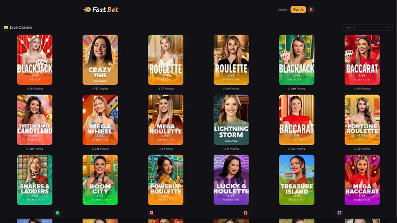 FastBet Casino live dealer page