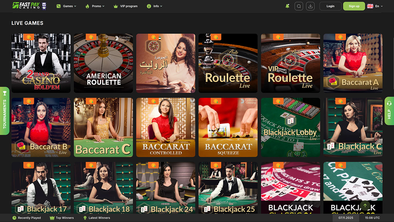 Fastpay Casino Desktop Live Dealer