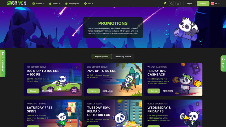 Fastpay Casino Desktop Promotions
