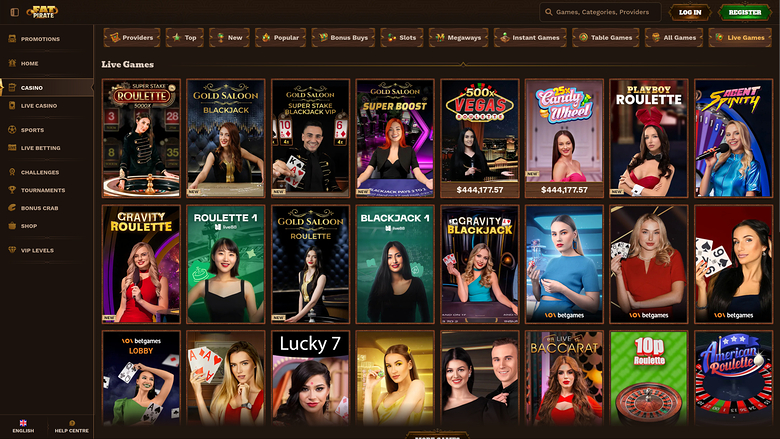 FatPirate Casino Desktop Live Dealer