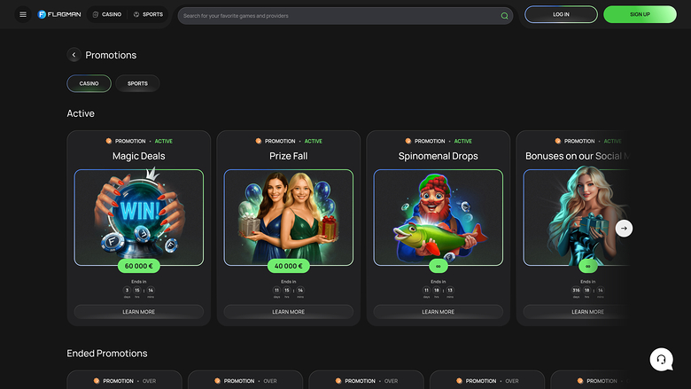 Flagman Casino Promotions Desktop