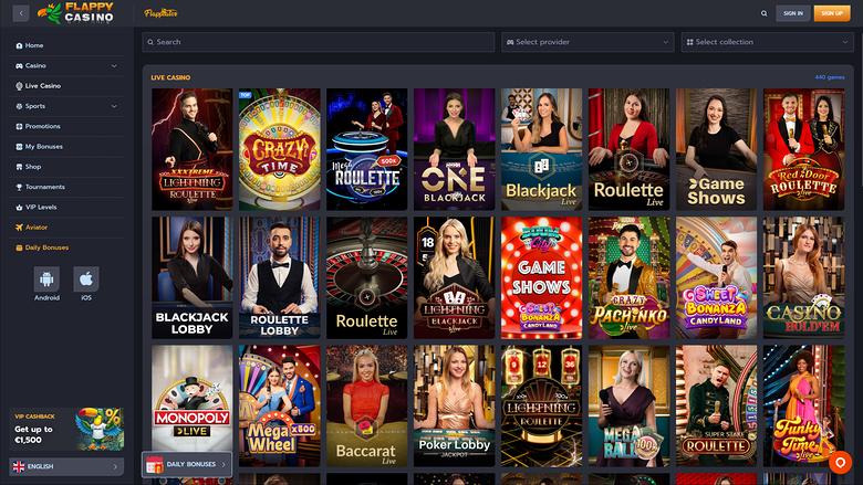 Flappy Casino Desktop Live Dealer