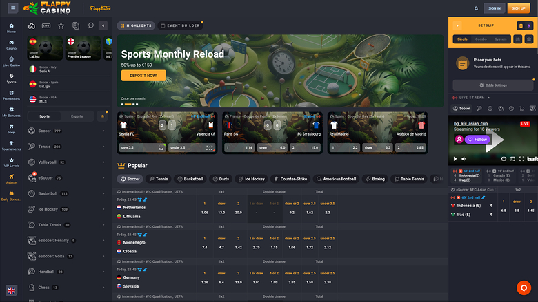 Flappy Casino Desktop Sports