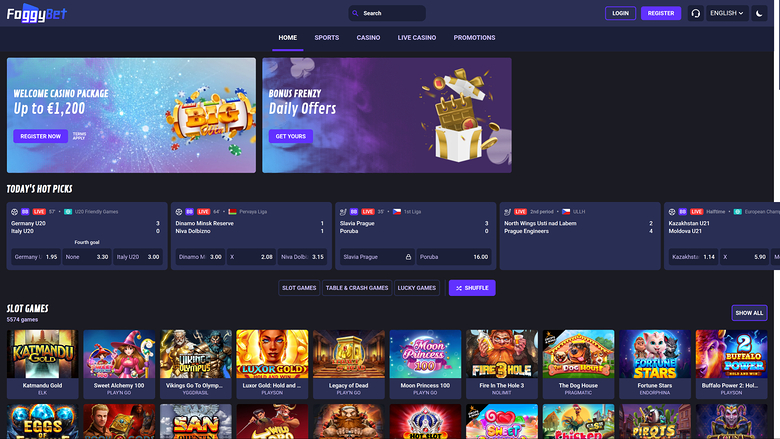 Foggybet Desktop Homepage