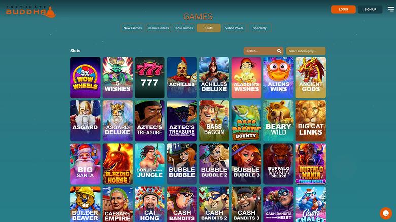 Fortunate Buddha Casino games page