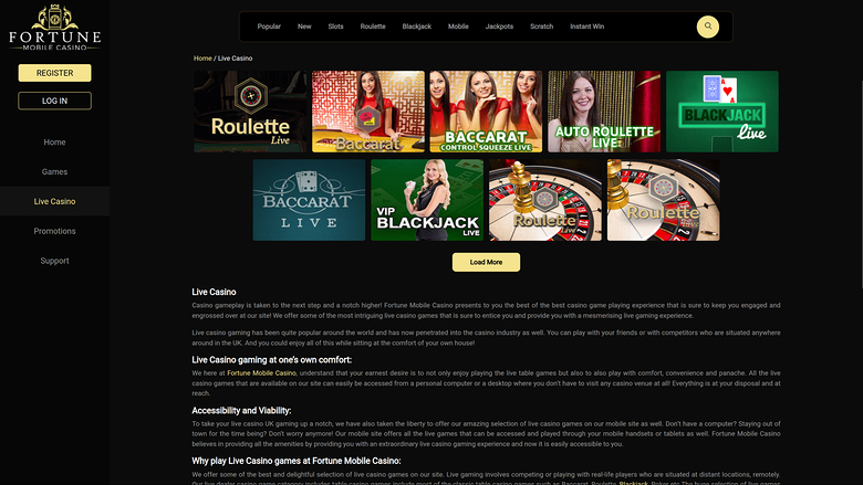 Fortune Mobile Casino Desktop Live Dealer