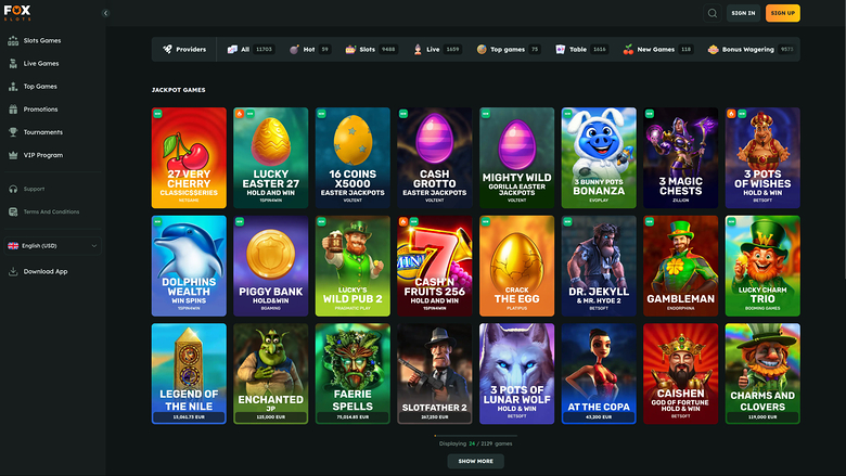 FoxSlots Casino Jackpot Desktop