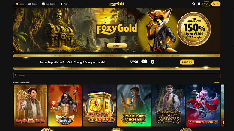 FoxyGold Casino Desktop Homepage