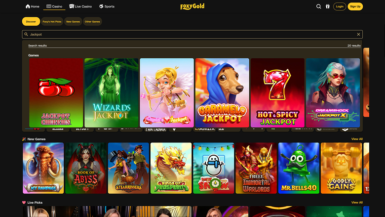 FoxyGold Casino Desktop Jackpot