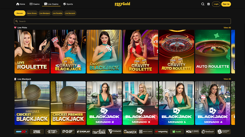 FoxyGold Casino Desktop Live Dealer