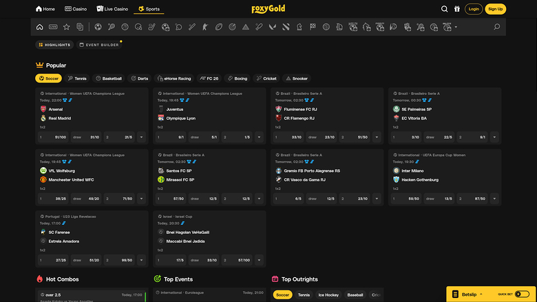 FoxyGold Casino Desktop Sports