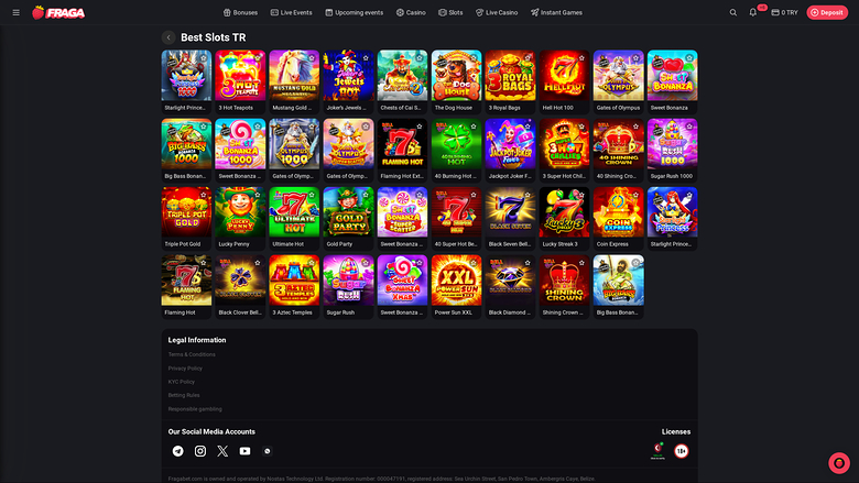 Fragabet Casino desktop Games