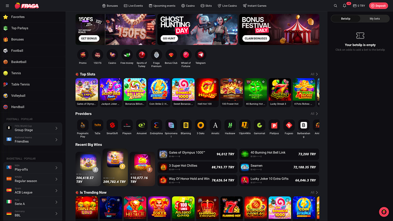 Fragabet Casino desktop Homepage