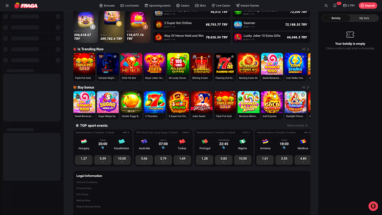 Fragabet Casino desktop sports