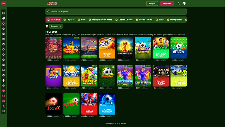 FreakyBillion Casino football games Desktop