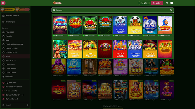 FreakyBillion Casino jackpot Desktop