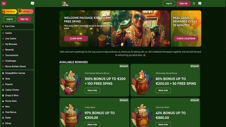Promotions screenshot of FreakyBillion Casino for Desktop