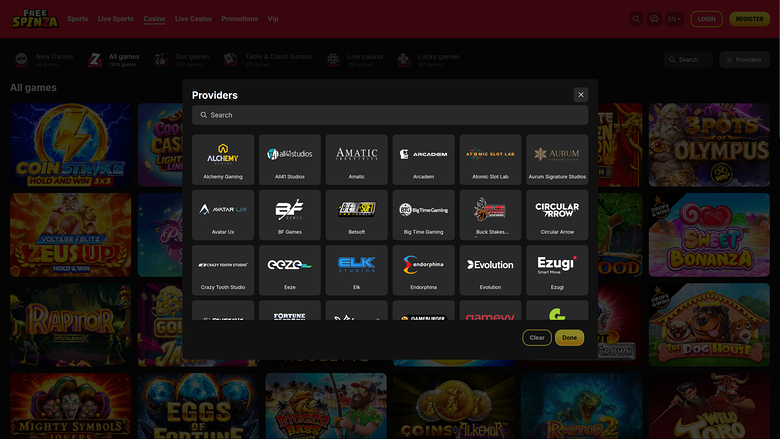Free Spinza Casino desktop game-developers