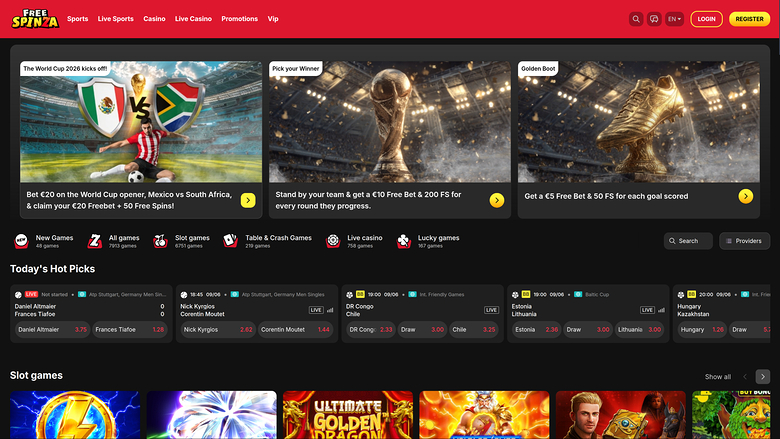 Free Spinza Casino desktop Homepage