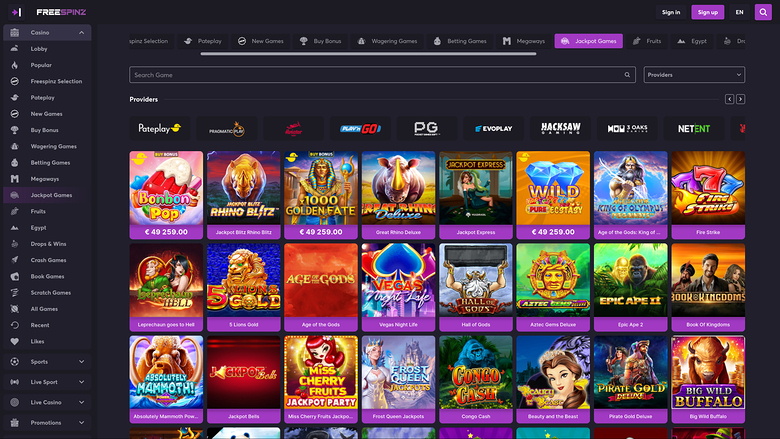 Freespinz Casino Desktop Jackpot
