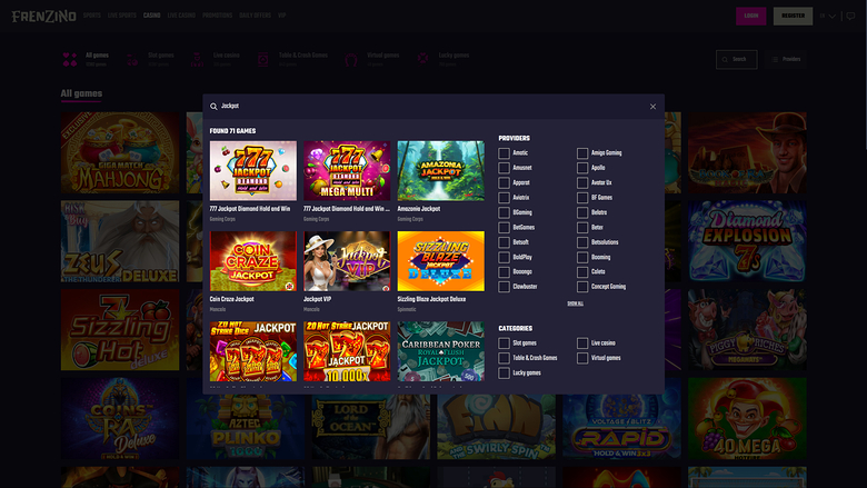 Frenzino Casino Desktop Jackpot