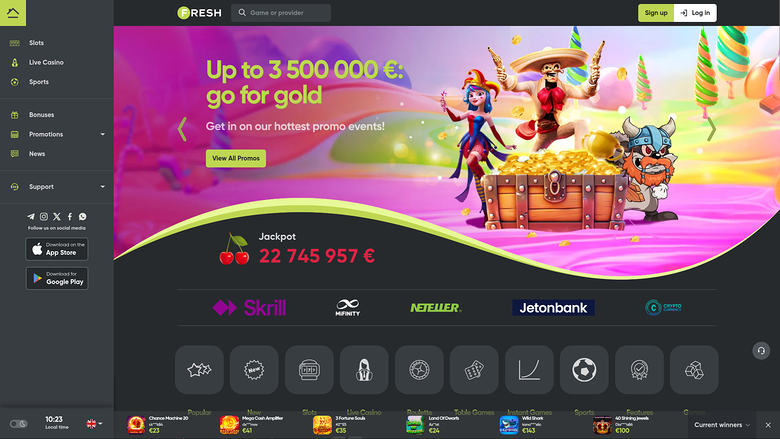 Fresh Casino Desktop Homepage