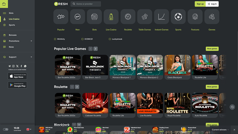 Fresh Casino Desktop Live Dealer