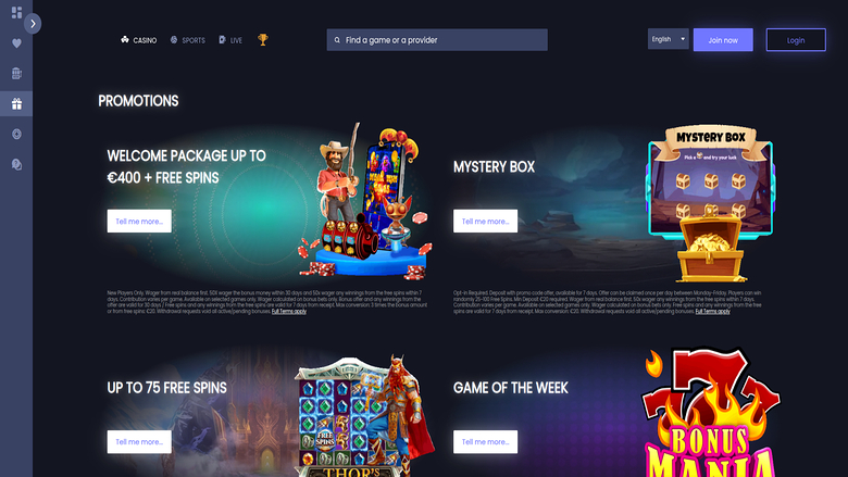 Promotions screenshot of FunkyJackpot Casino for Desktop
