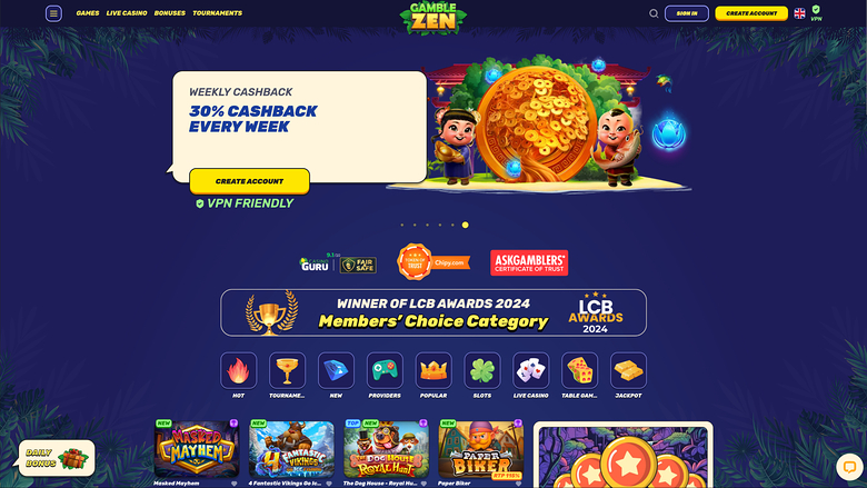 GambleZen Desktop Homepage