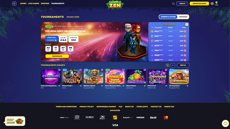 GambleZen Desktop Tournaments