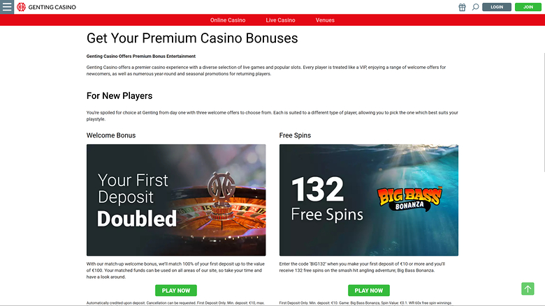 Genting Casino Desktop Promotions