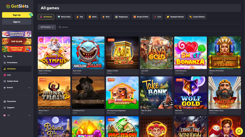 GetSlots Casino Desktop Games