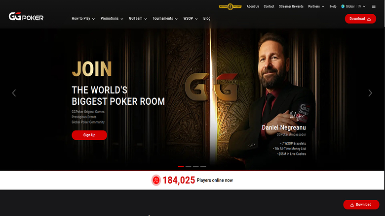 Homepage screenshot of GGpoker Casino for Desktop