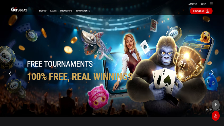 Homepage screenshot of GGVegas Casino for Desktop