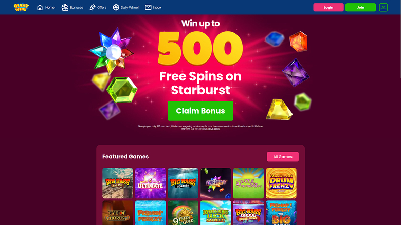 Giant Wins Casino Desktop Homepage
