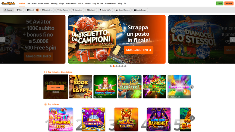 Gioco Digitale Casino Desktop Homepage